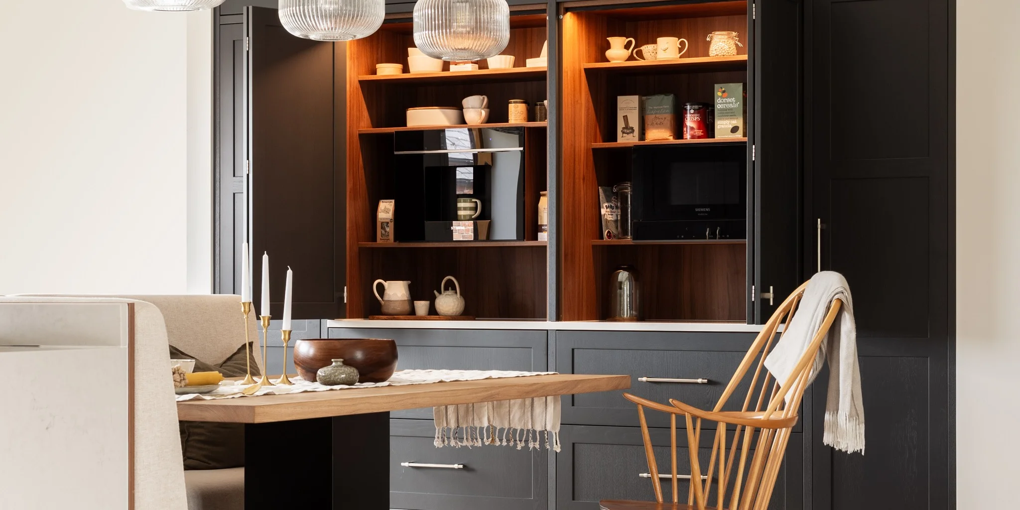 Walnut Shaker Kitchen with Banquette Dining in York
